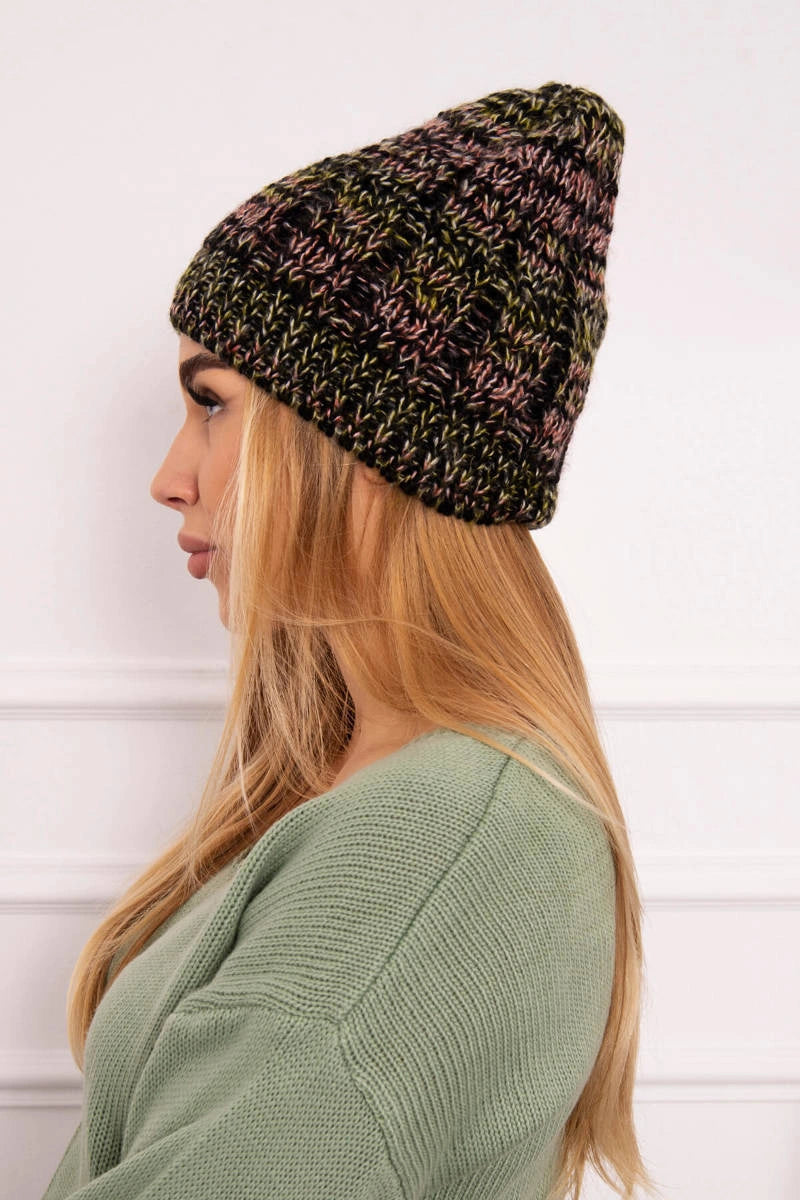 Čapica s fleece Melisa K241 čierna+olivová univerzálne