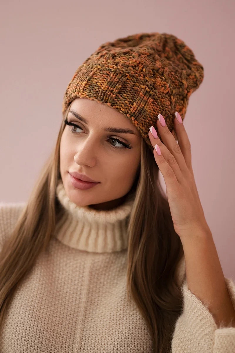 Čapica s fleece Melisa K241 ruda+oliva univerzálne