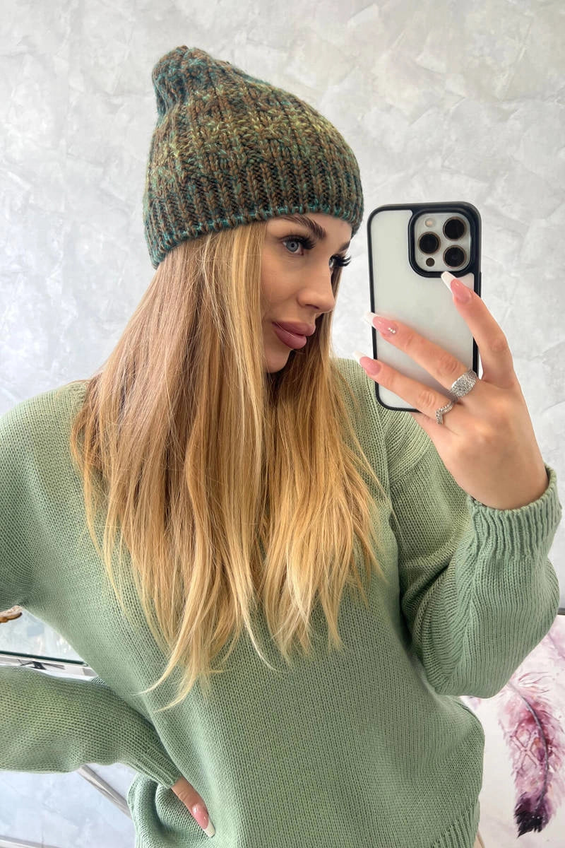 Čapica s fleece Melisa K241 hnedá+zelená univerzálne
