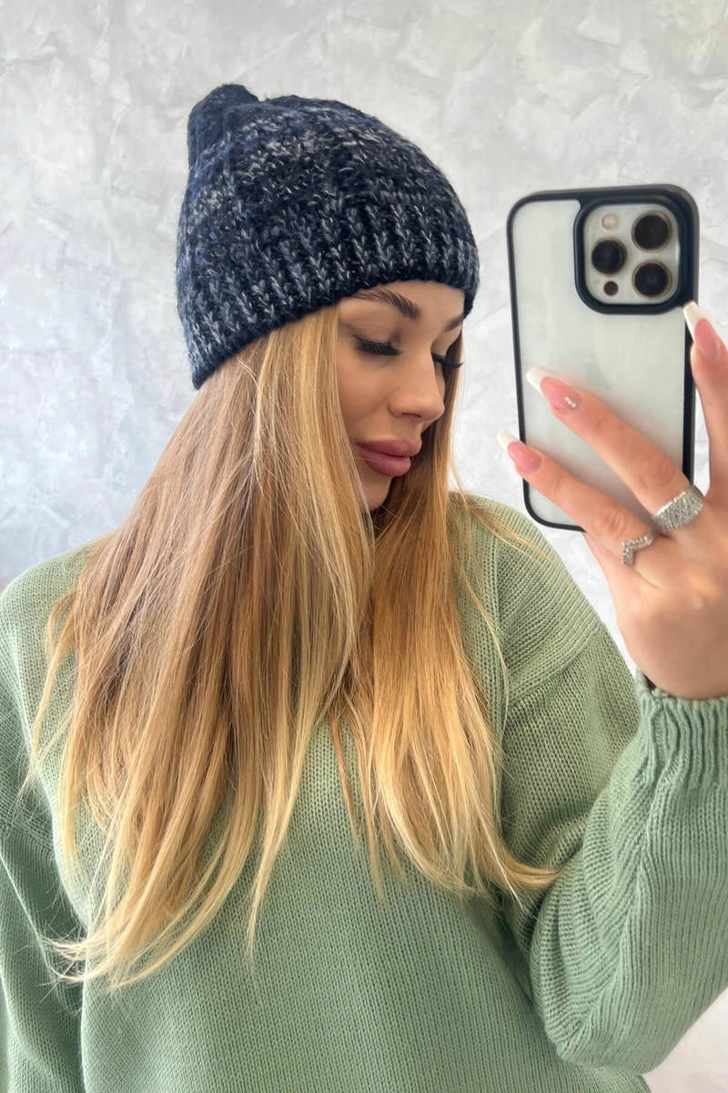 Čapica s fleece Melisa K241 čierna+námornícka modrá univerzálne