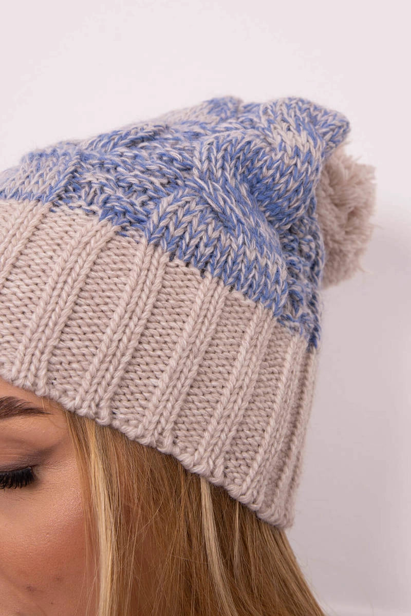 Čapica s fleece Paryż K213 svetlo béžová + modrá univerzálne