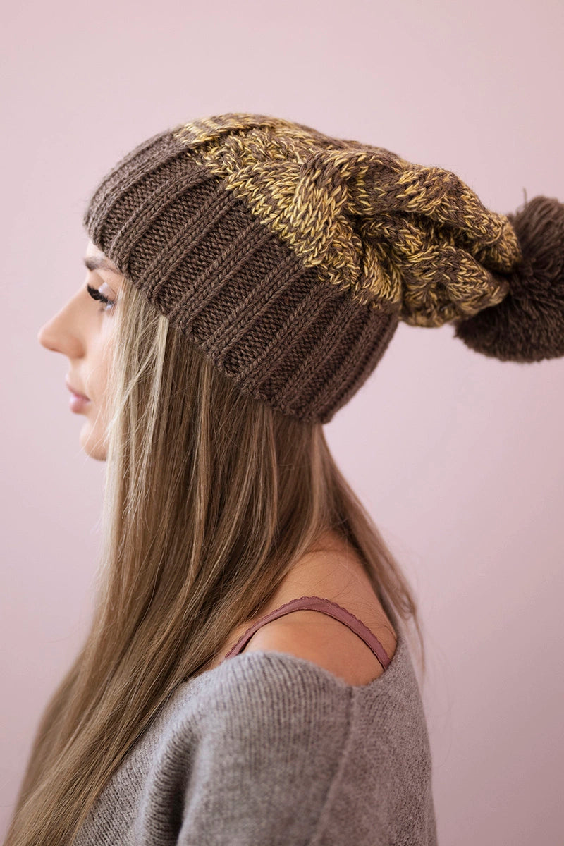 Čapica s fleece Paryż K213 mocca + žltá univerzálne