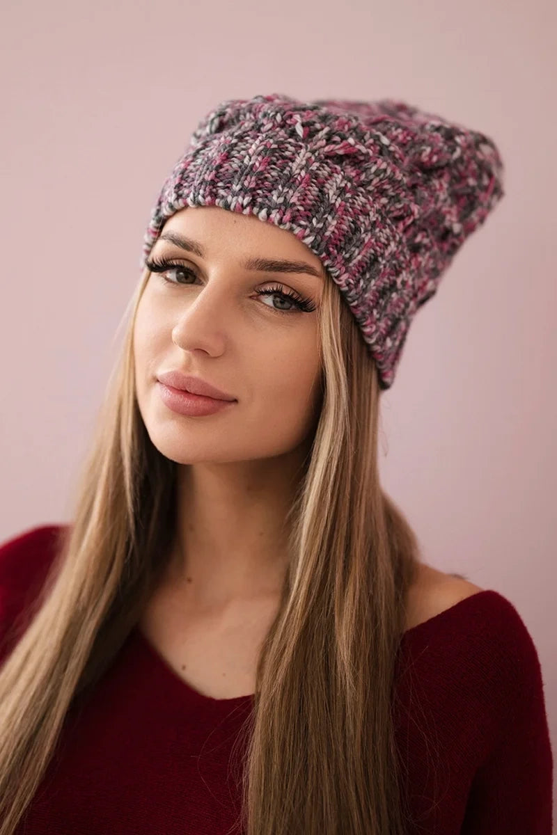 Čapica s fleece Roksana K209 fialová + grafit univerzálne