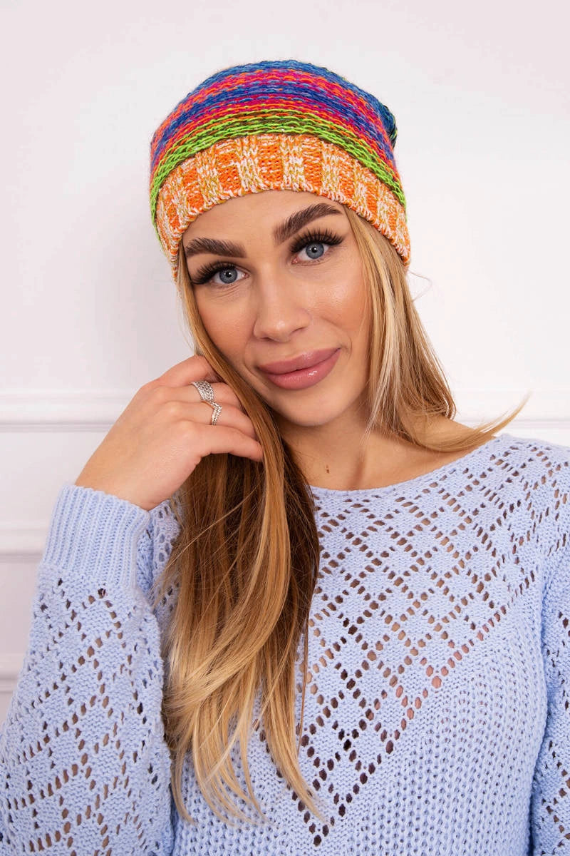 Čapica s fleece Krystyna K207 nevädza + pomaranč univerzálne