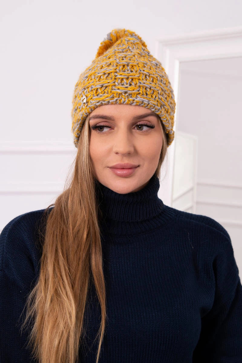 Čapica s fleece Fiona K275 horčica + šedá univerzálne