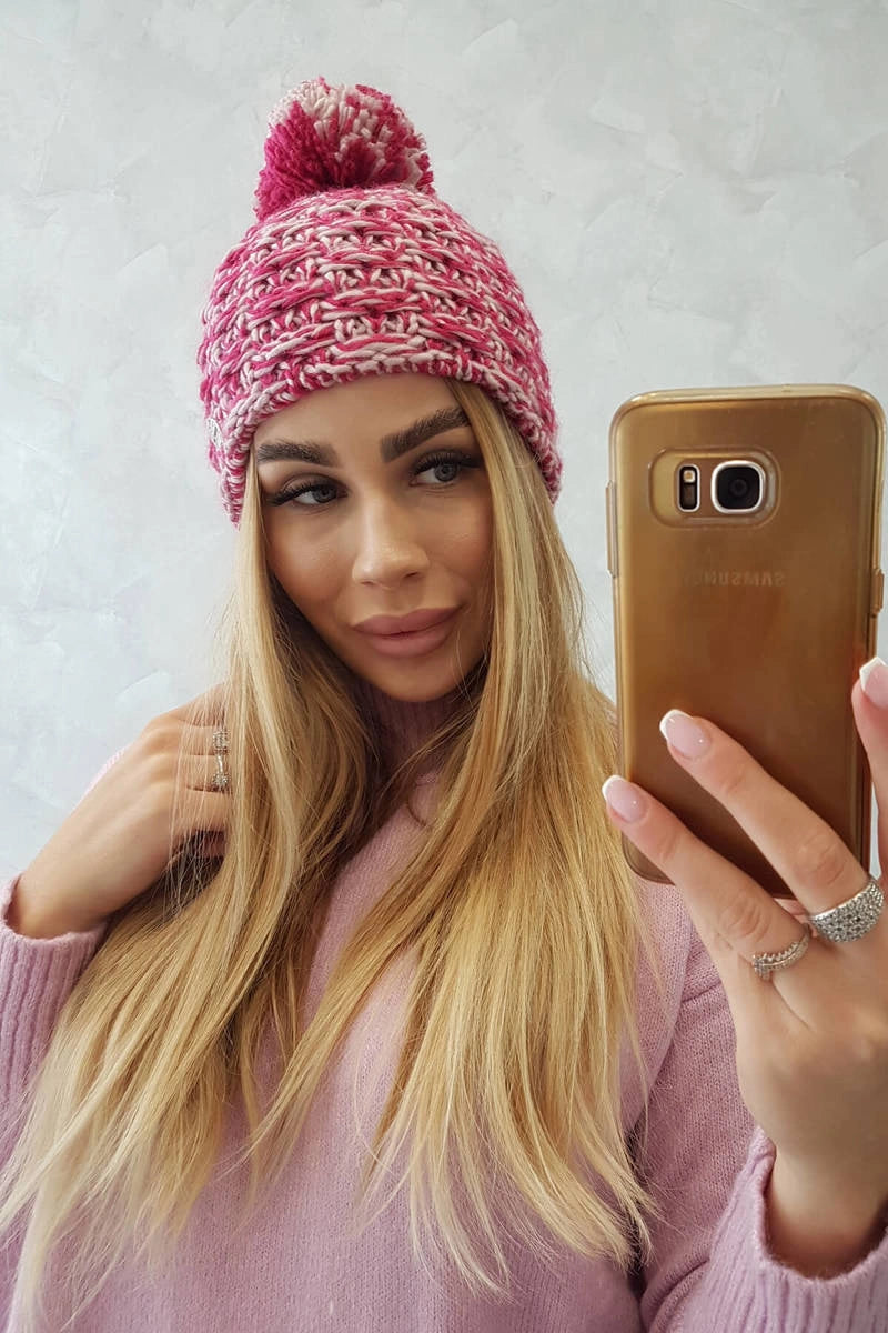 Čapica s fleece Fiona K275 fuchsiová + púdrová ružová univerzálne