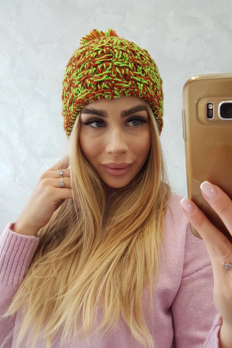 Čapica s fleece Fiona K275 zelená neónová + červená univerzálne