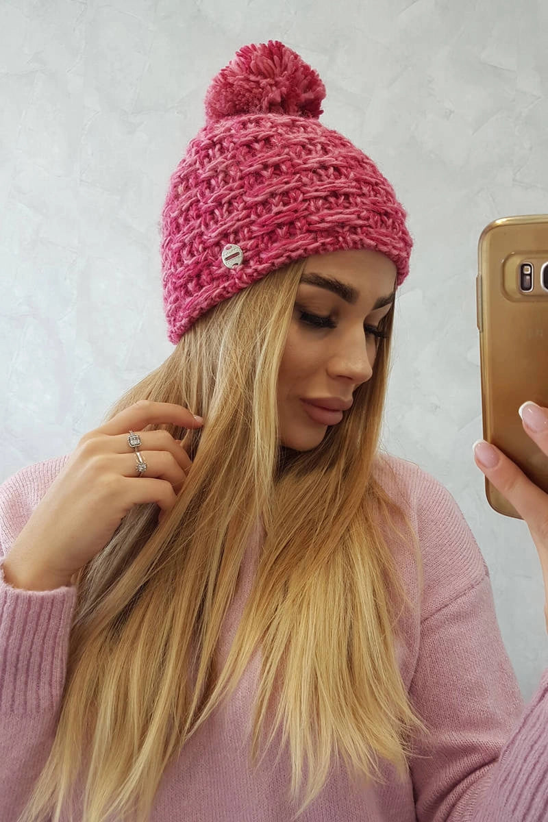 Čapica s fleece Fiona K275 fuchsiová + svetlo púdrová ružová univerzálne