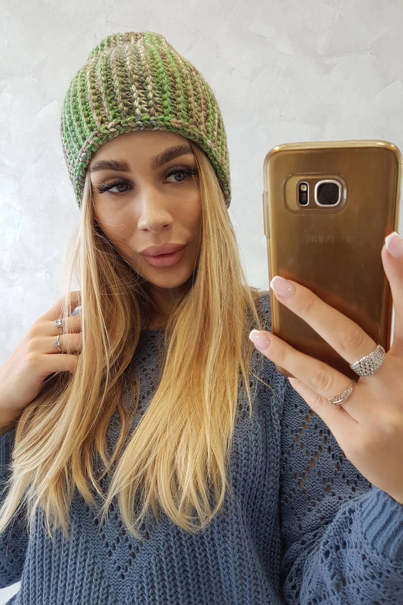 Čapica s fleece Zoja K306 zelená + béžová univerzálne