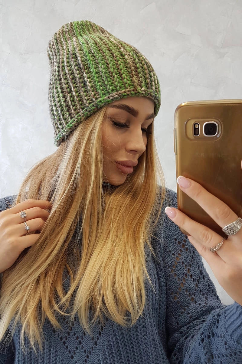 Čapica s fleece Zoja K306 zelená + béžová univerzálne