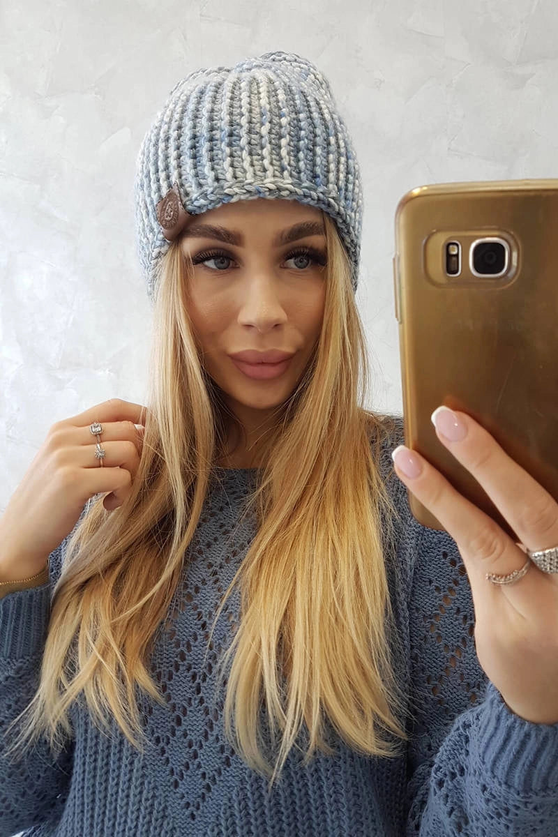 Čapica s fleece Zoja K306 ecru + modrá univerzálne