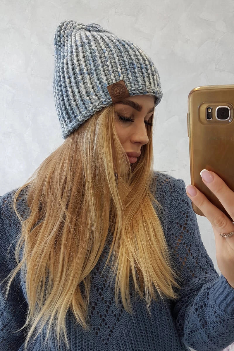 Čapica s fleece Zoja K306 ecru + modrá univerzálne