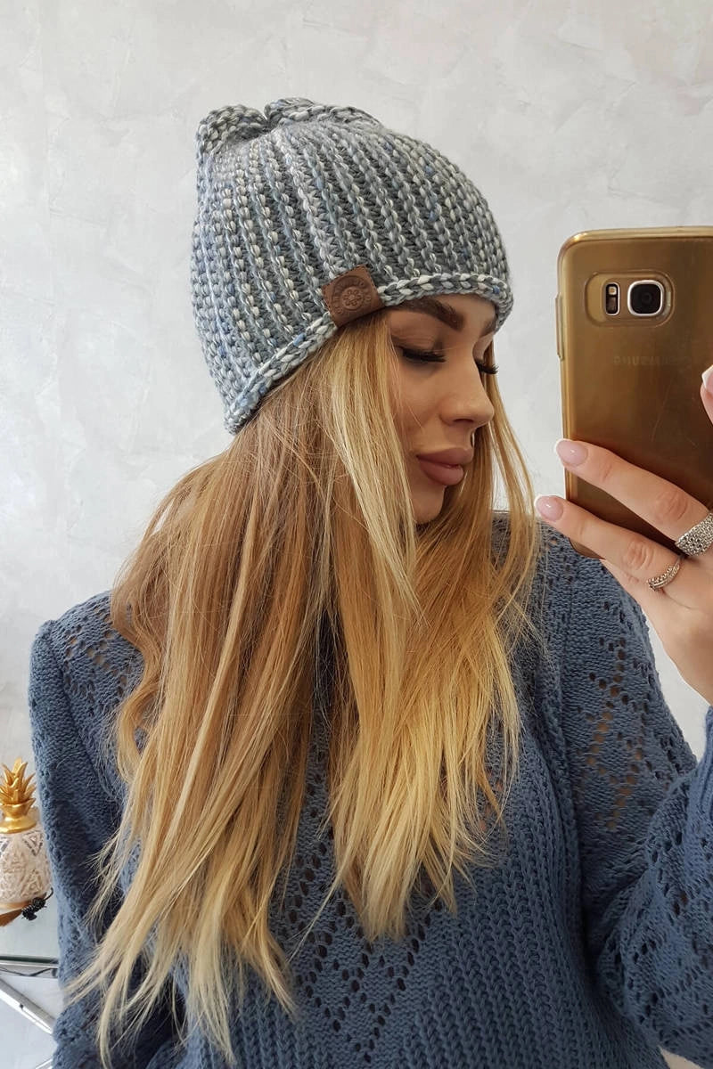 Čapica s fleece Zoja K306 šedá + modrá univerzálne