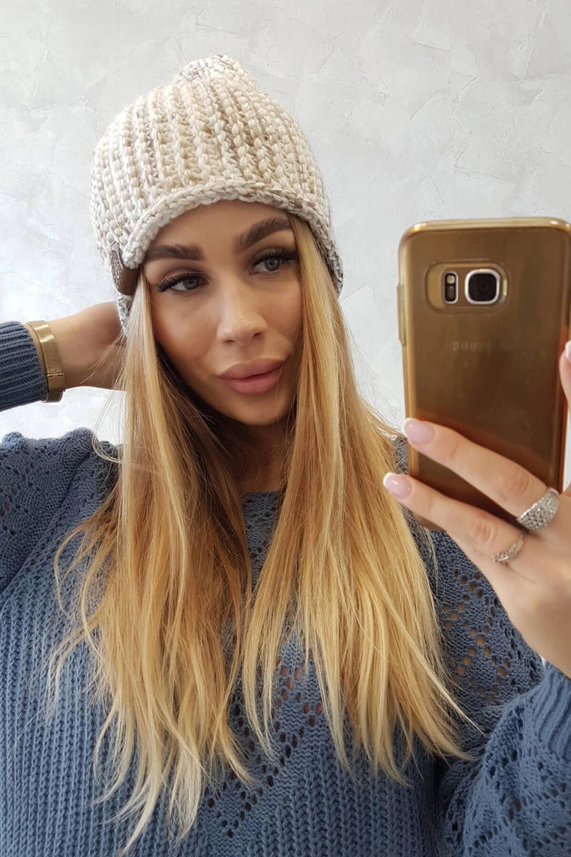 Čapica s fleece Zoja K306 ecru + béžová univerzálne