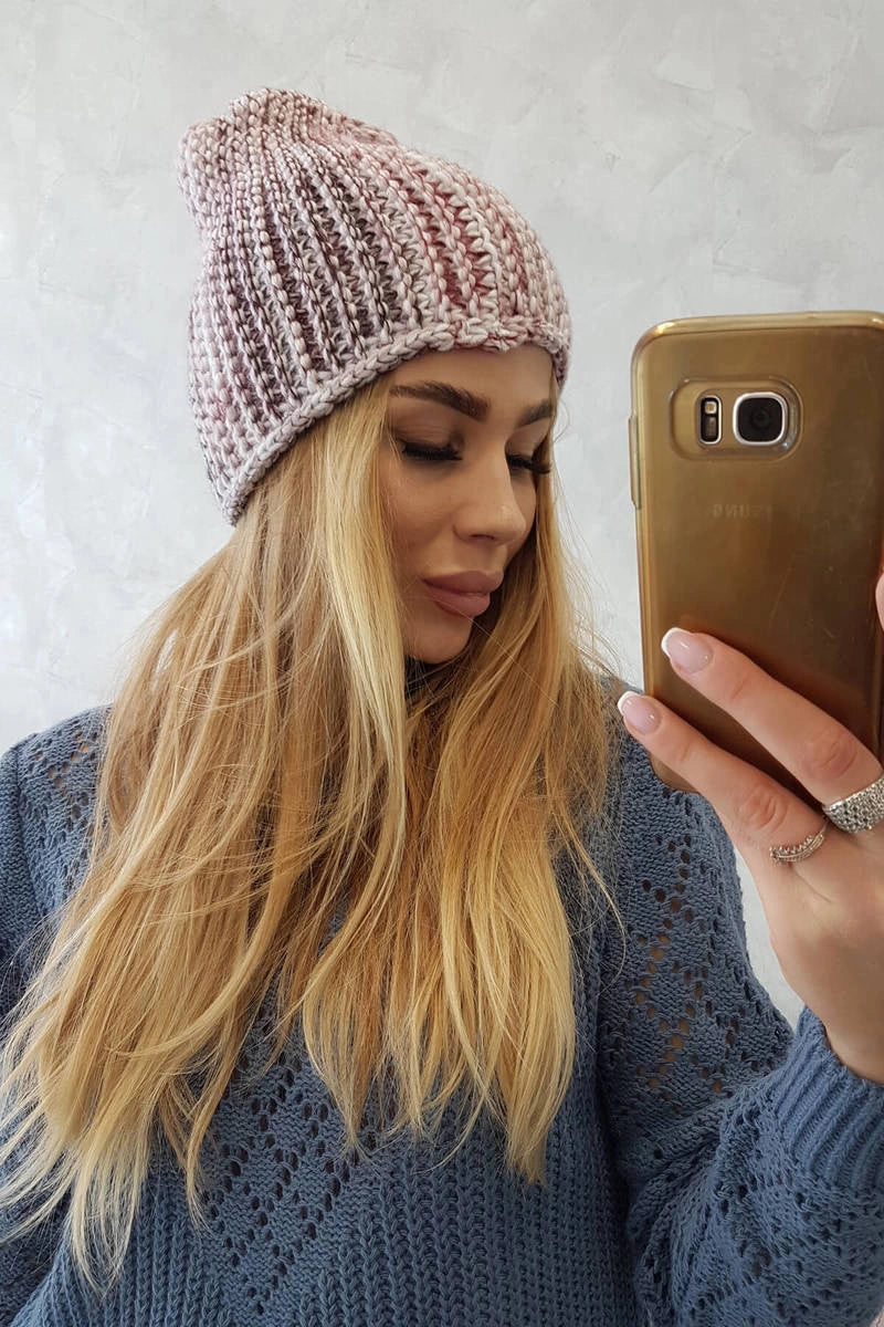 Čapica s fleece Zoja K306 ecru + bordová univerzálne
