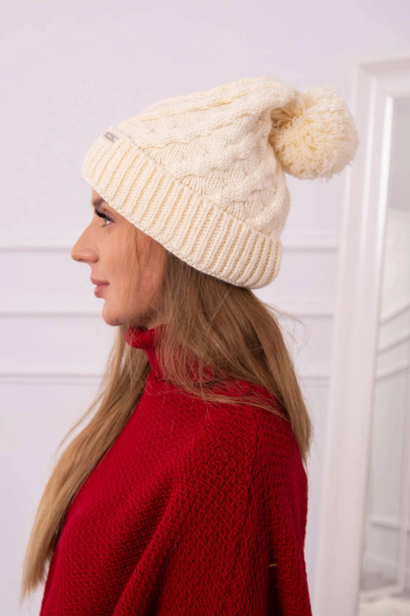 Čapica s fleece Wanda K281 ecru univerzálne