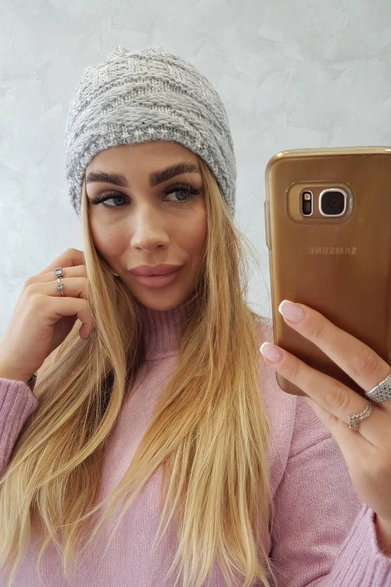 Čapica s fleece Edyta K298 sivá univerzálne