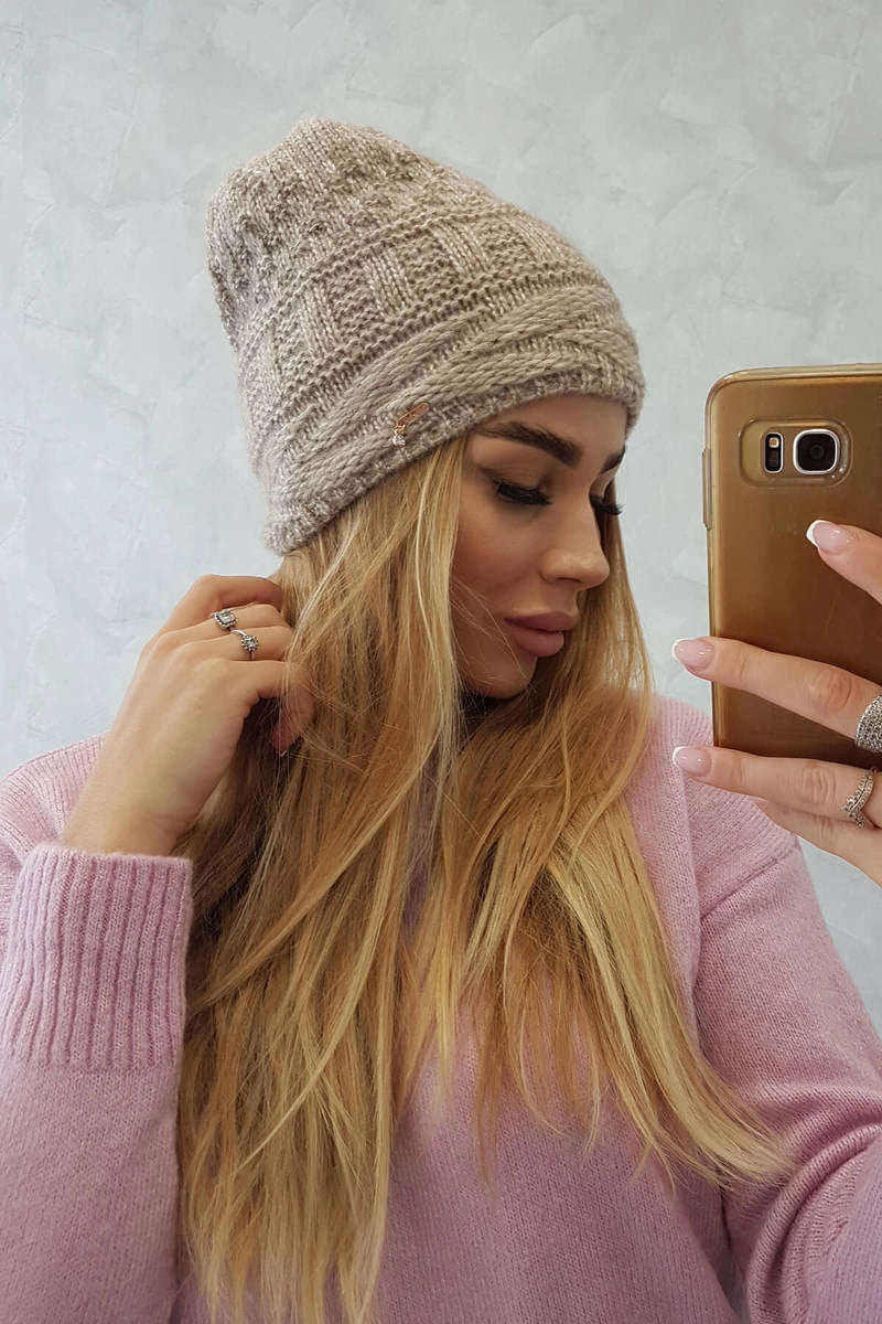Čapica s fleece Edyta K298 béžová univerzálne