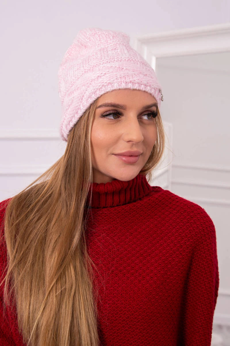 Čapica s fleece Edyta K298 púdrovo ružová univerzálne
