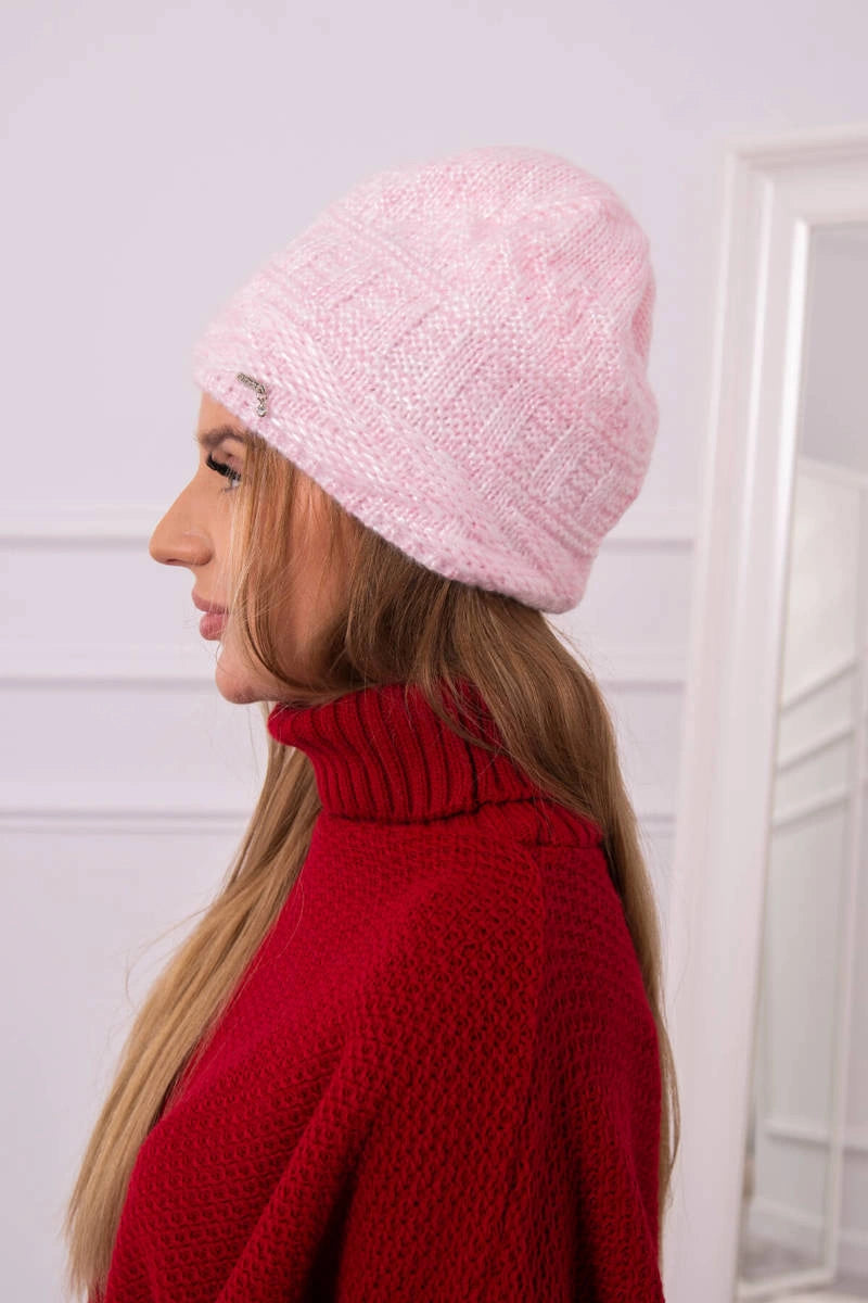 Čapica s fleece Edyta K298 púdrovo ružová univerzálne