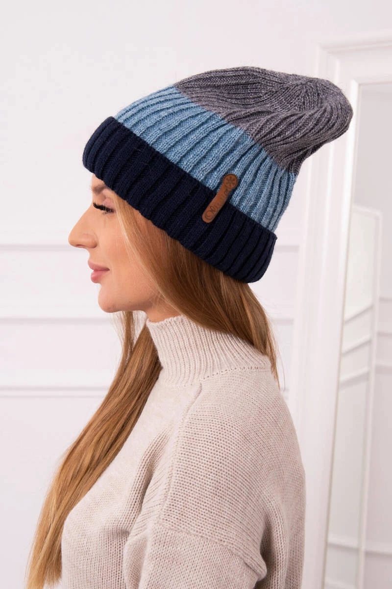 Čapica s fleece Bojana K265 námornícka modrá+riflovina+tmavošedá univerzálne