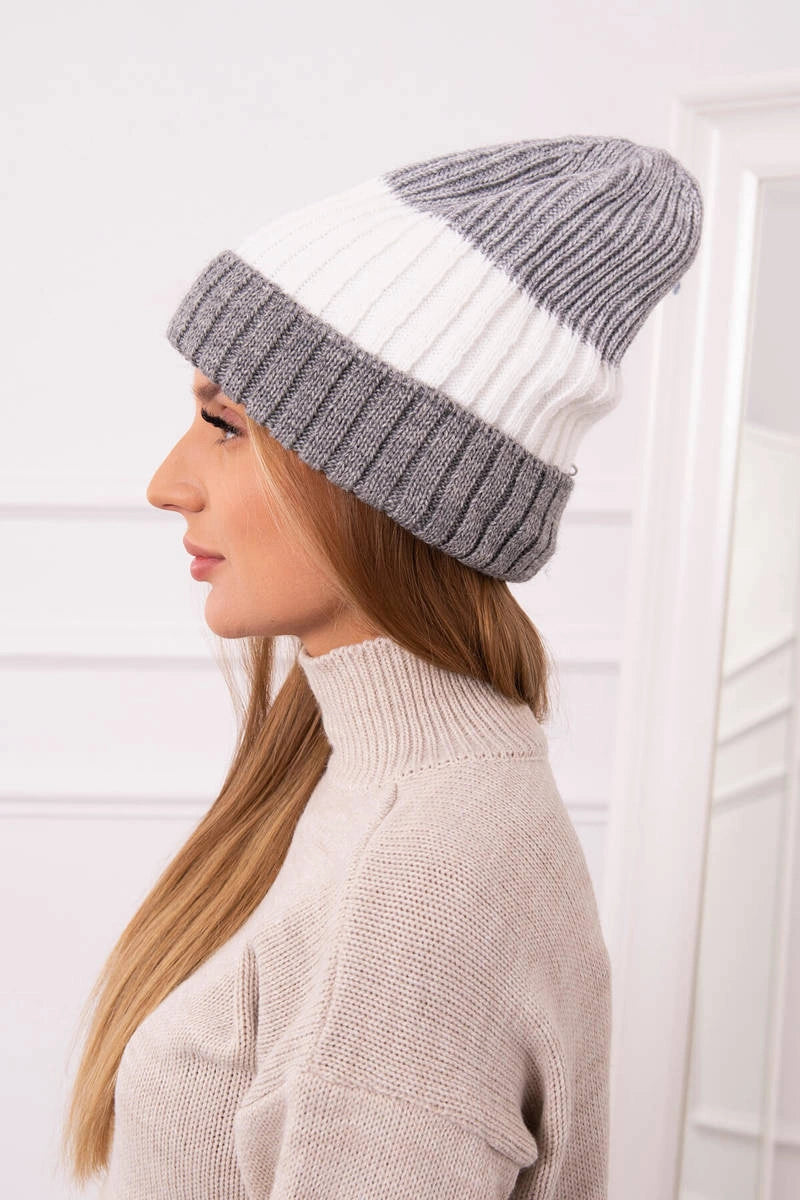 Čapica s fleece Bojana K265 šedá+biela univerzálne
