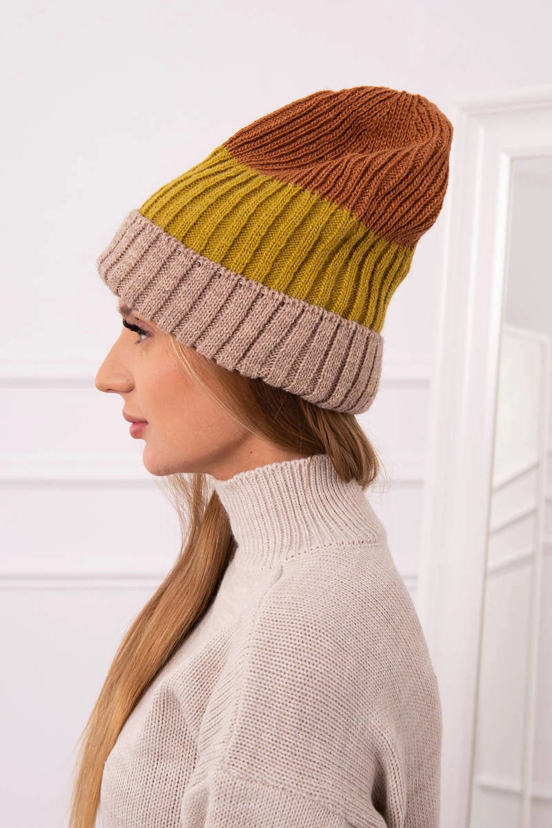Čapica s fleece Bojana K265 béžová+kiwi+ťava univerzálne