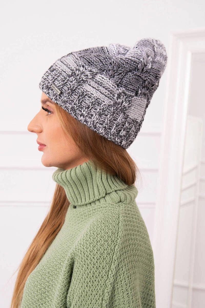 Čapica s fleece Dolores K303 svetlošedá+tmavošedá+biela univerzálne