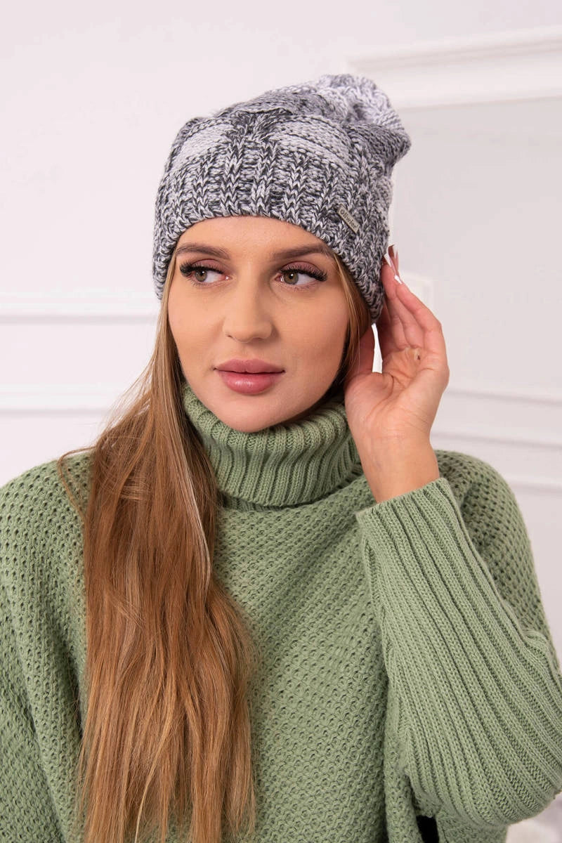 Čapica s fleece Dolores K303 svetlošedá+tmavošedá+biela univerzálne