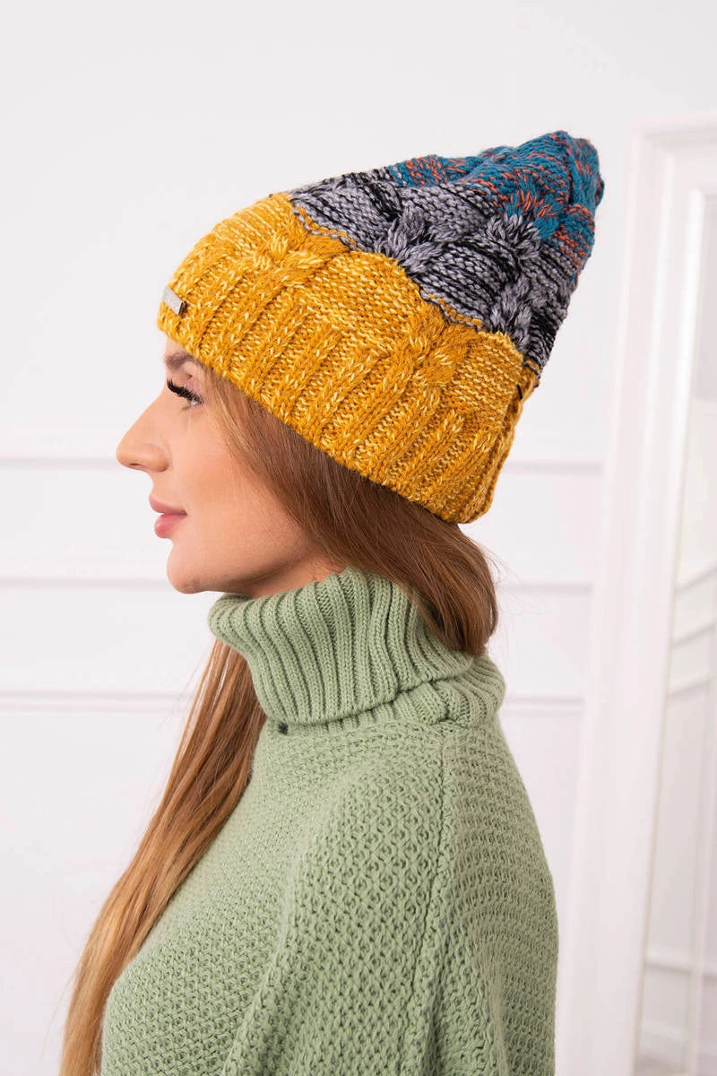 Čapica s fleece Dolores K303 horčica+čierna+mora univerzálne