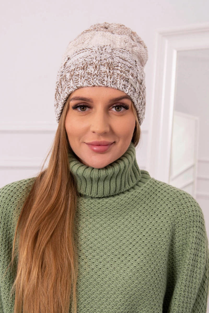 Čapica s fleece Dolores K303 hnedá+svetlo béžová+tmavo béžová univerzálne