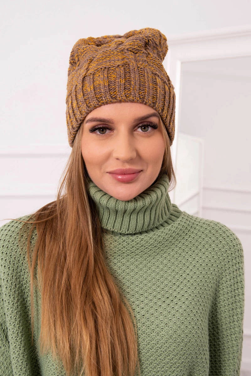 Čapica s fleece Dolores K303 horčica+hnedá univerzálne