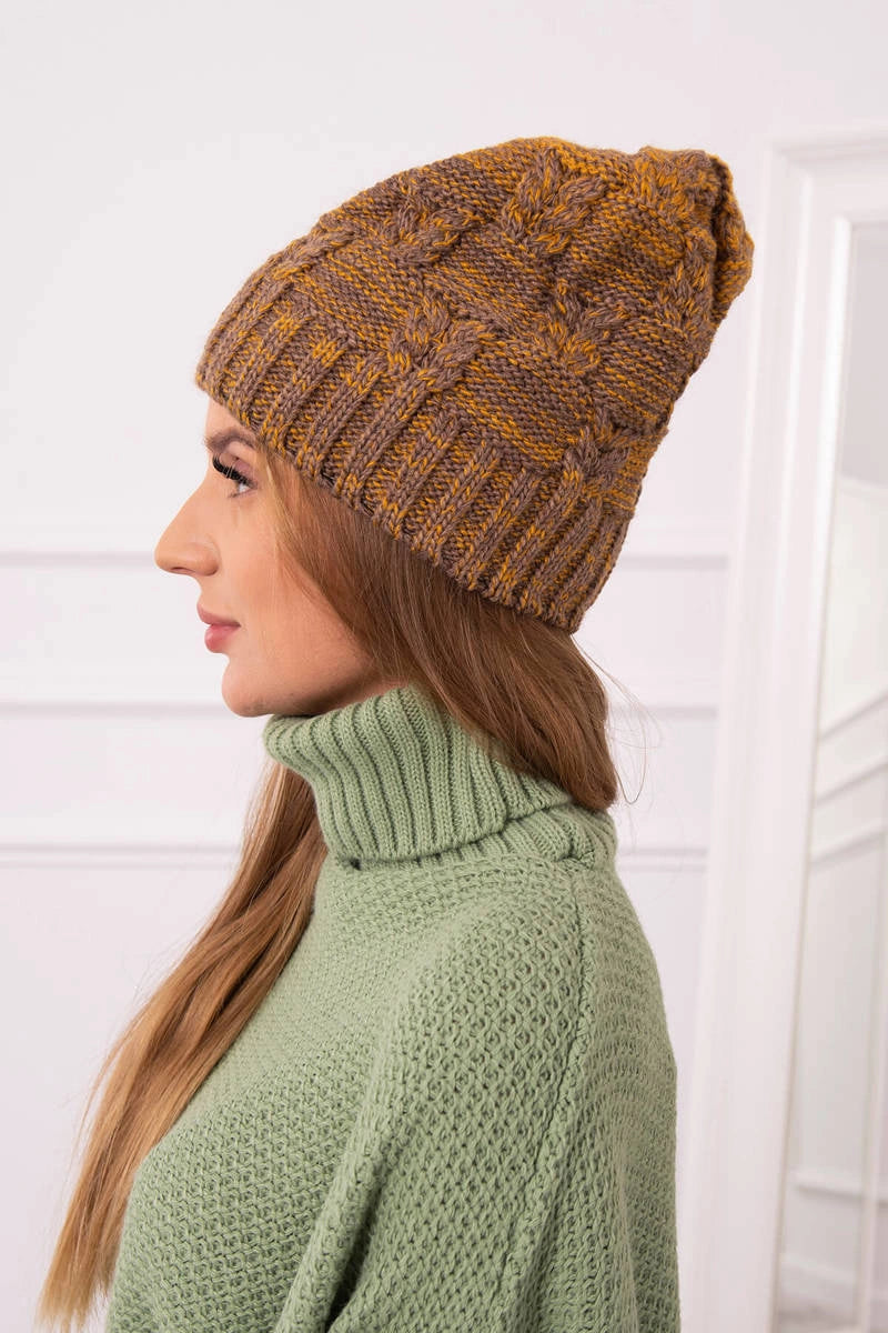 Čapica s fleece Dolores K303 horčica+hnedá univerzálne