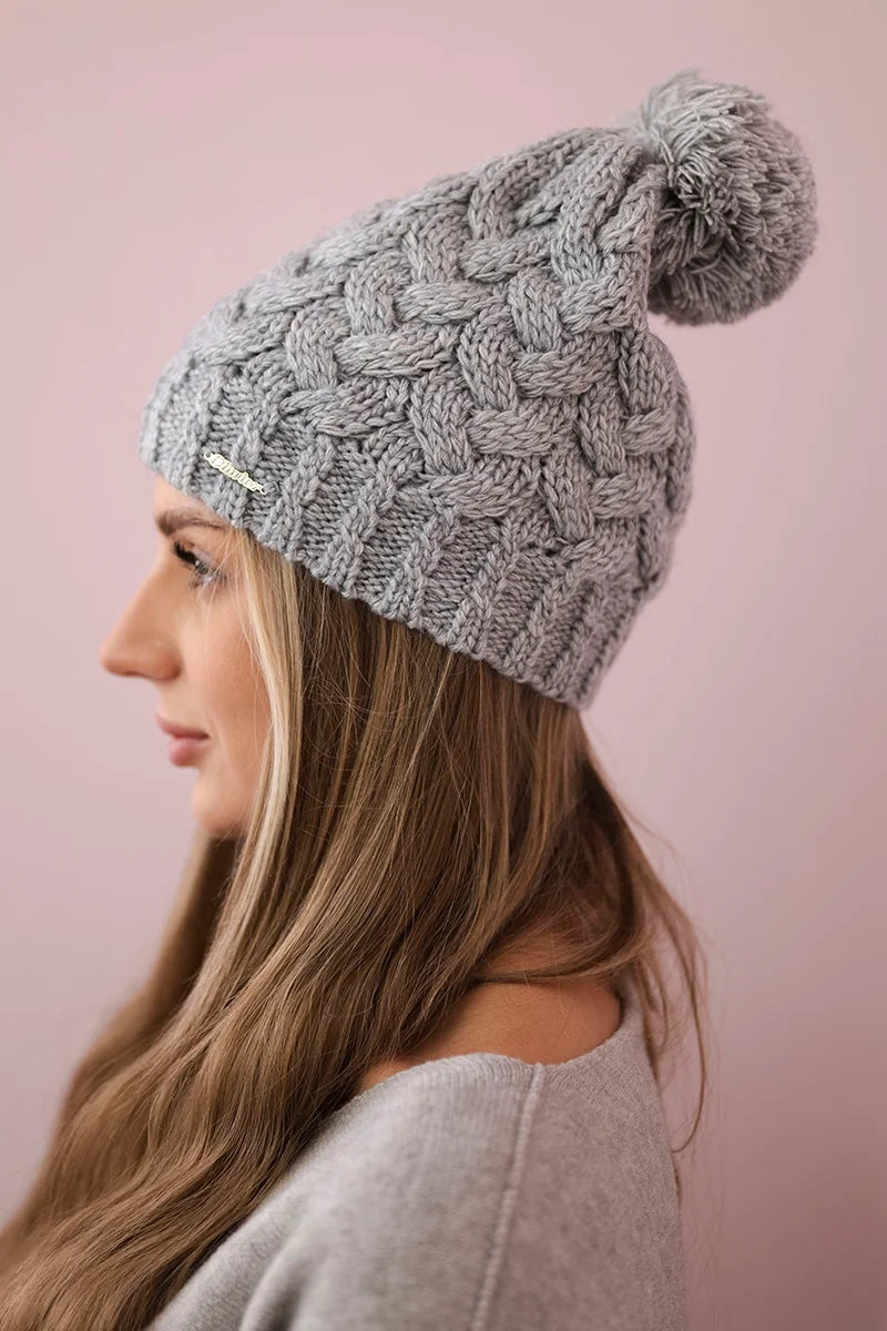Čapica s fleece Waleria K307 svetlo sivá univerzálne