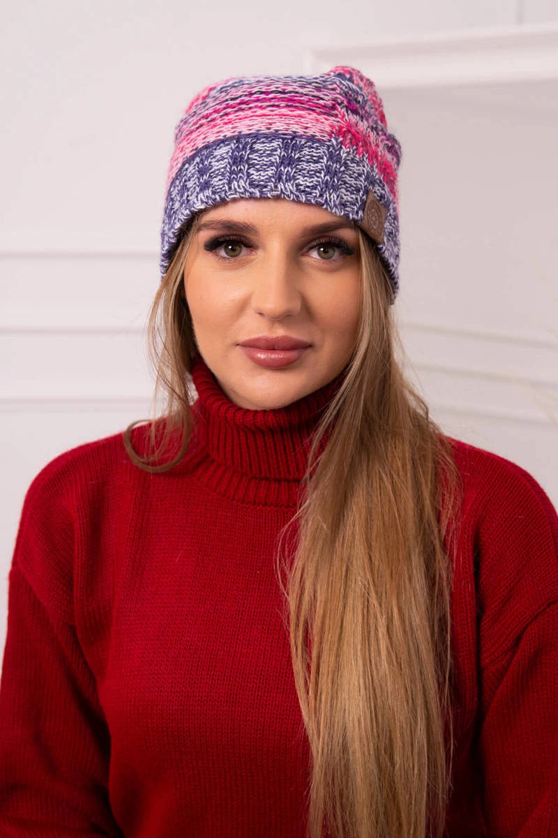 Čapica s fleece Monika K256 ružová+tmavá fialová univerzálne