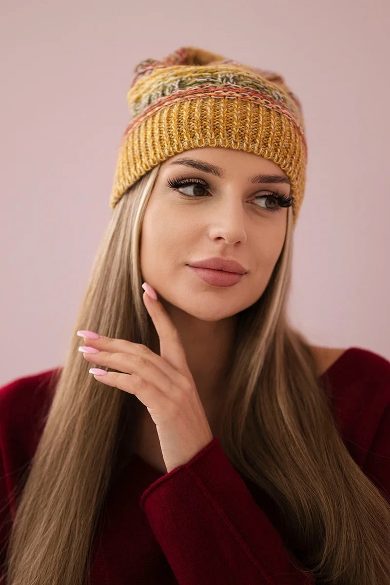 Čapica s fleece Patrycja K254 horčica+khaki univerzálne