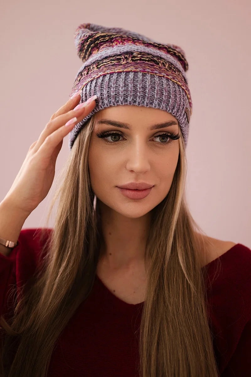 Čapica s fleece Patrycja K254 fialová+šedá univerzálne