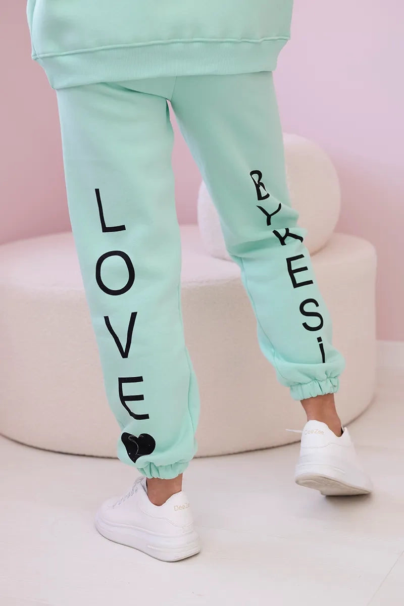 Luxusní bavlněná souprava LOVE máta