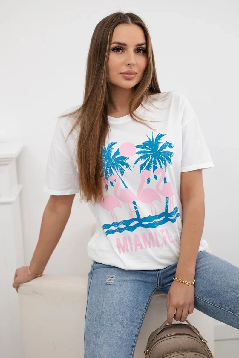 Bavlnená blúzka Miami biely univerzálne