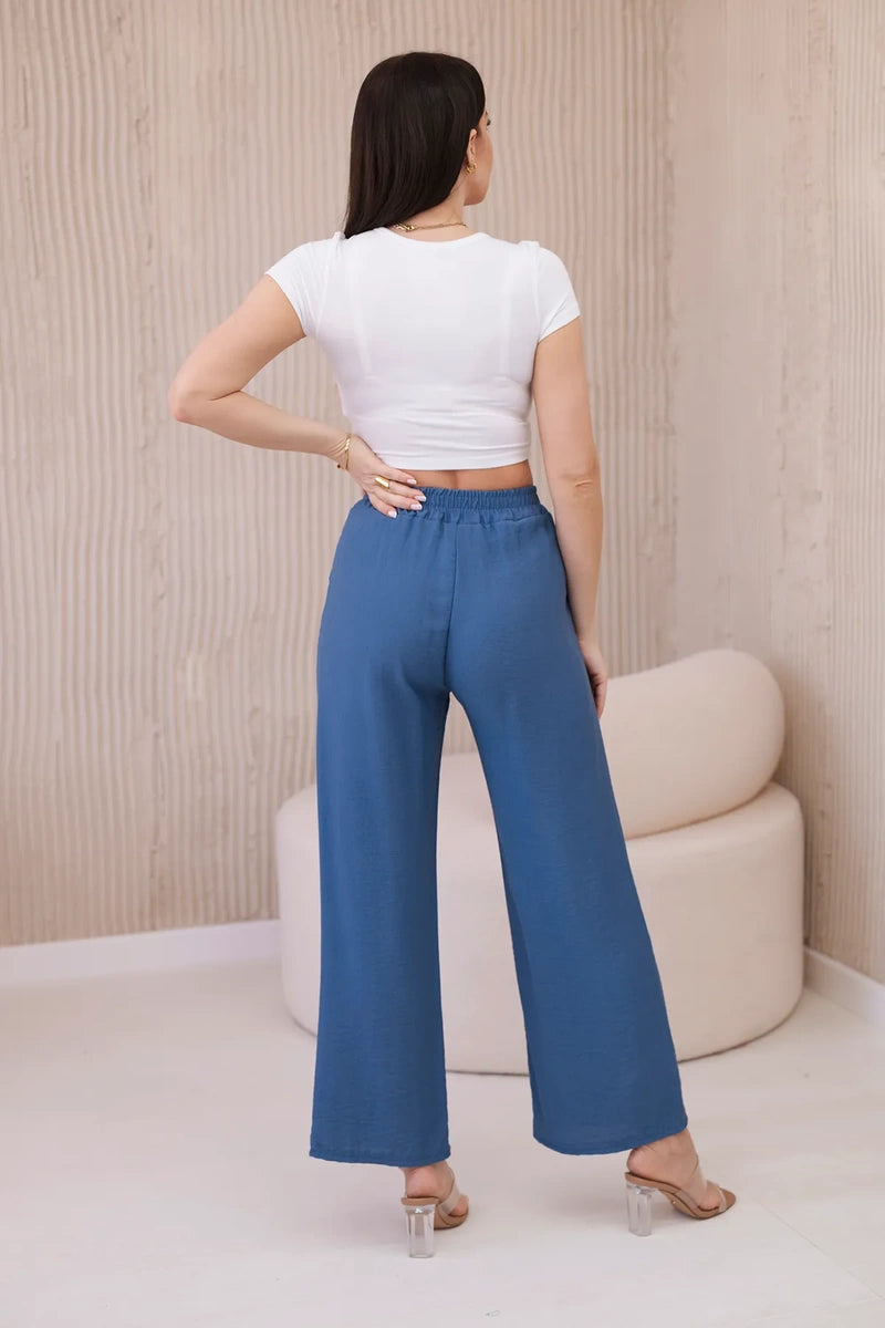 Viskózové široké nohavice Denim univerzálne