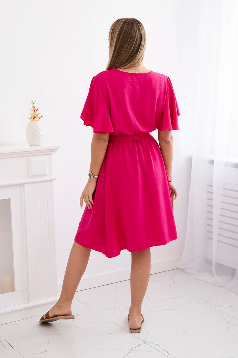 Šaty s hlbokým výstrihom fuchsia univerzálne