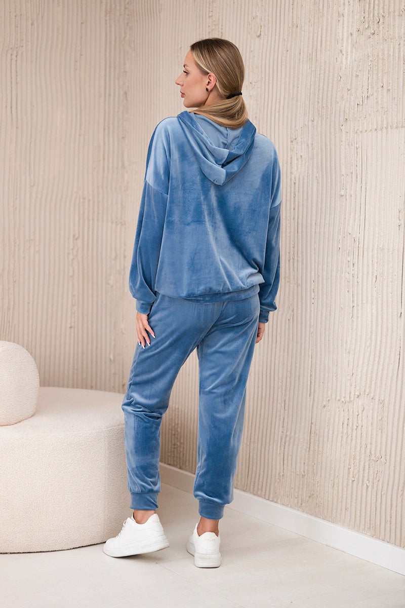 Velúrová súprava klokanie mikinové + nohavice Denim univerzálne