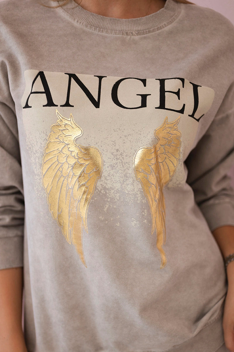 Bavlnená súprava Angel mikinové + nohavice béžový univerzálne