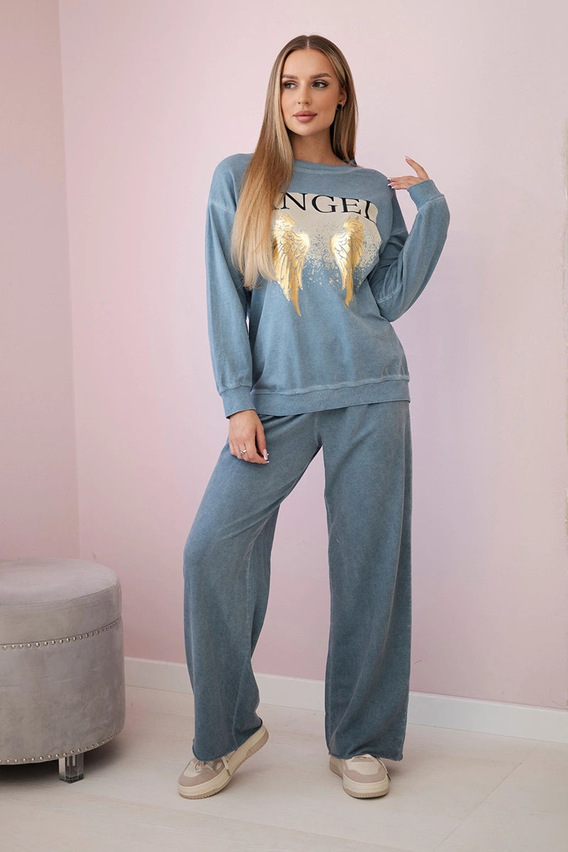 Bavlnená súprava Angel mikinové + nohavice Denim univerzálne