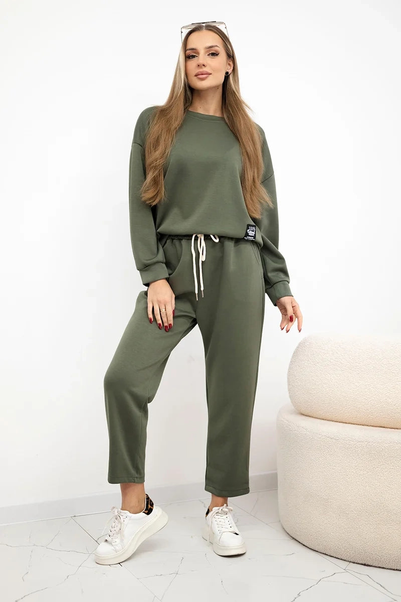 Set maslová látka mikinové + nohavice Khaki univerzálne