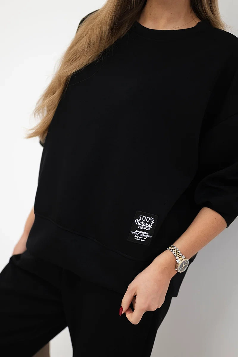 Set maslová látka mikinové + nohavice čierny univerzálne