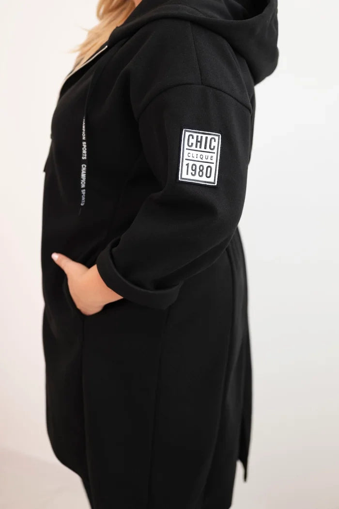 Elegantní dámský kabát Plus Size černá