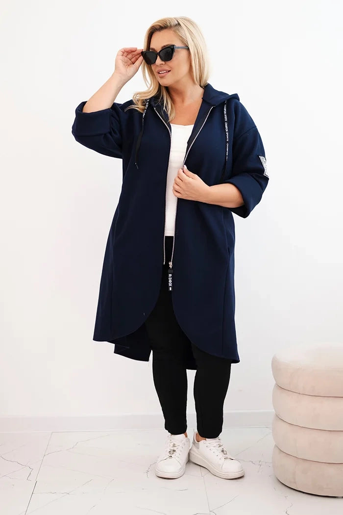 Elegantní dámský kabát Plus Size námořnická