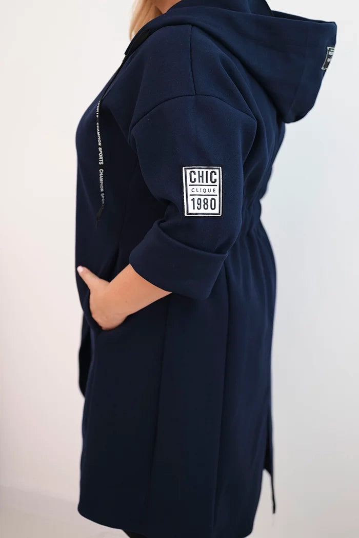 Elegantní dámský kabát Plus Size námořnická