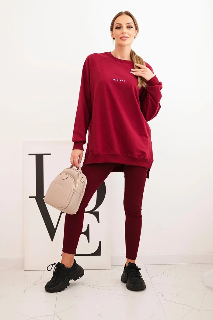 Dámský komplet mikina a legíny Minimal bordo